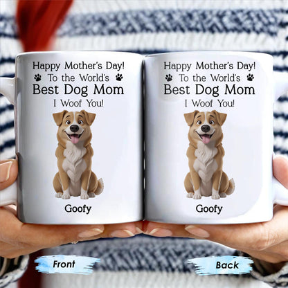 Happy Mother's Day! To the World's Best Dog Mom I Woof You, Dog and Paw Prints