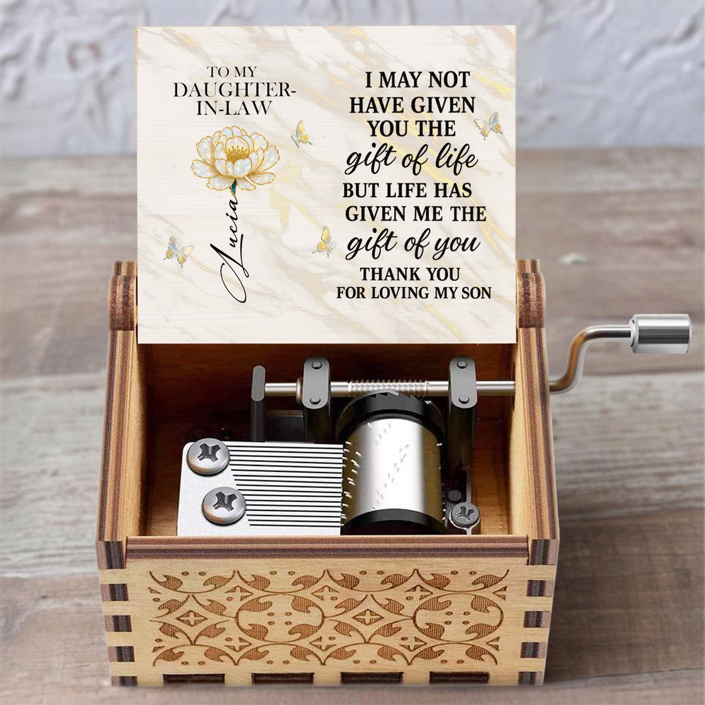 To My Daughter-In-Law, Life's Gift, Thank You For Loving My Son, Flower, Butterflies