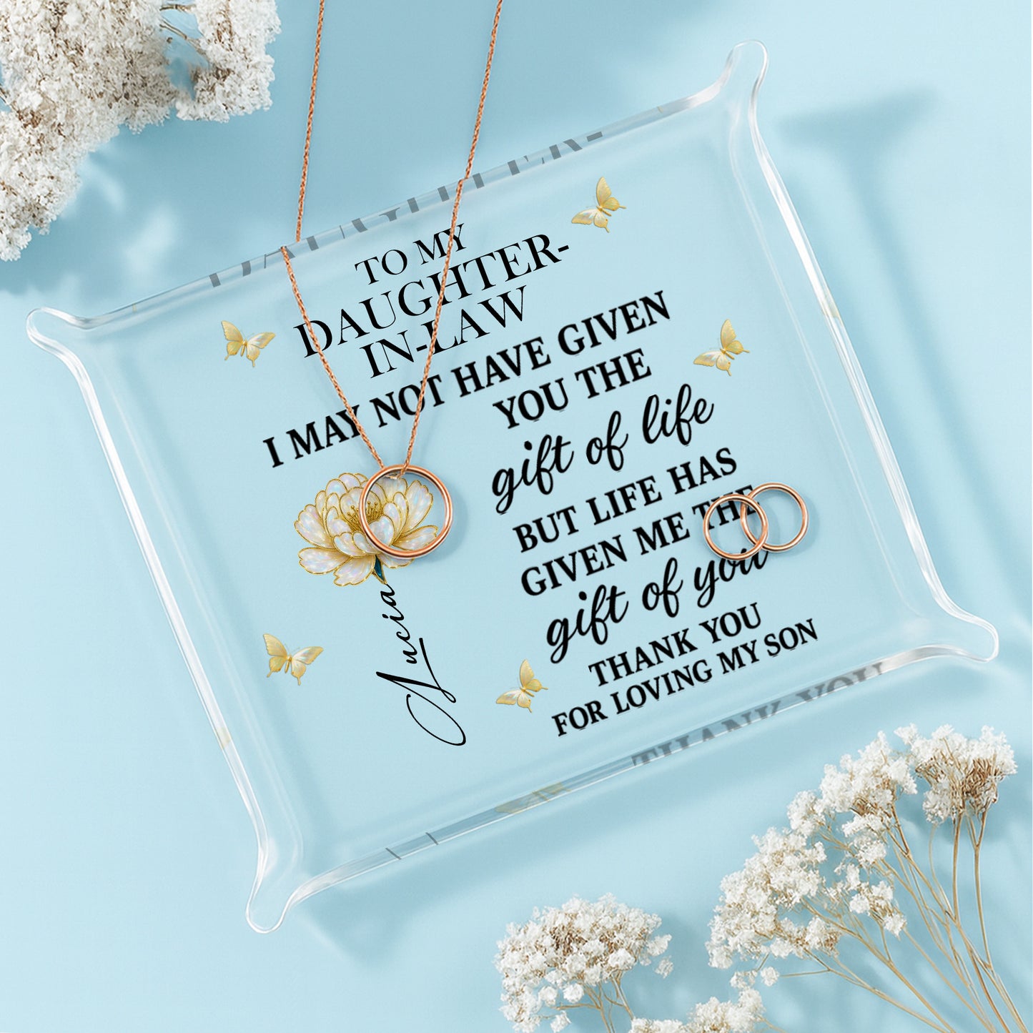 To My Daughter-In-Law, Life's Gift Of You, Flower And Butterfly Design