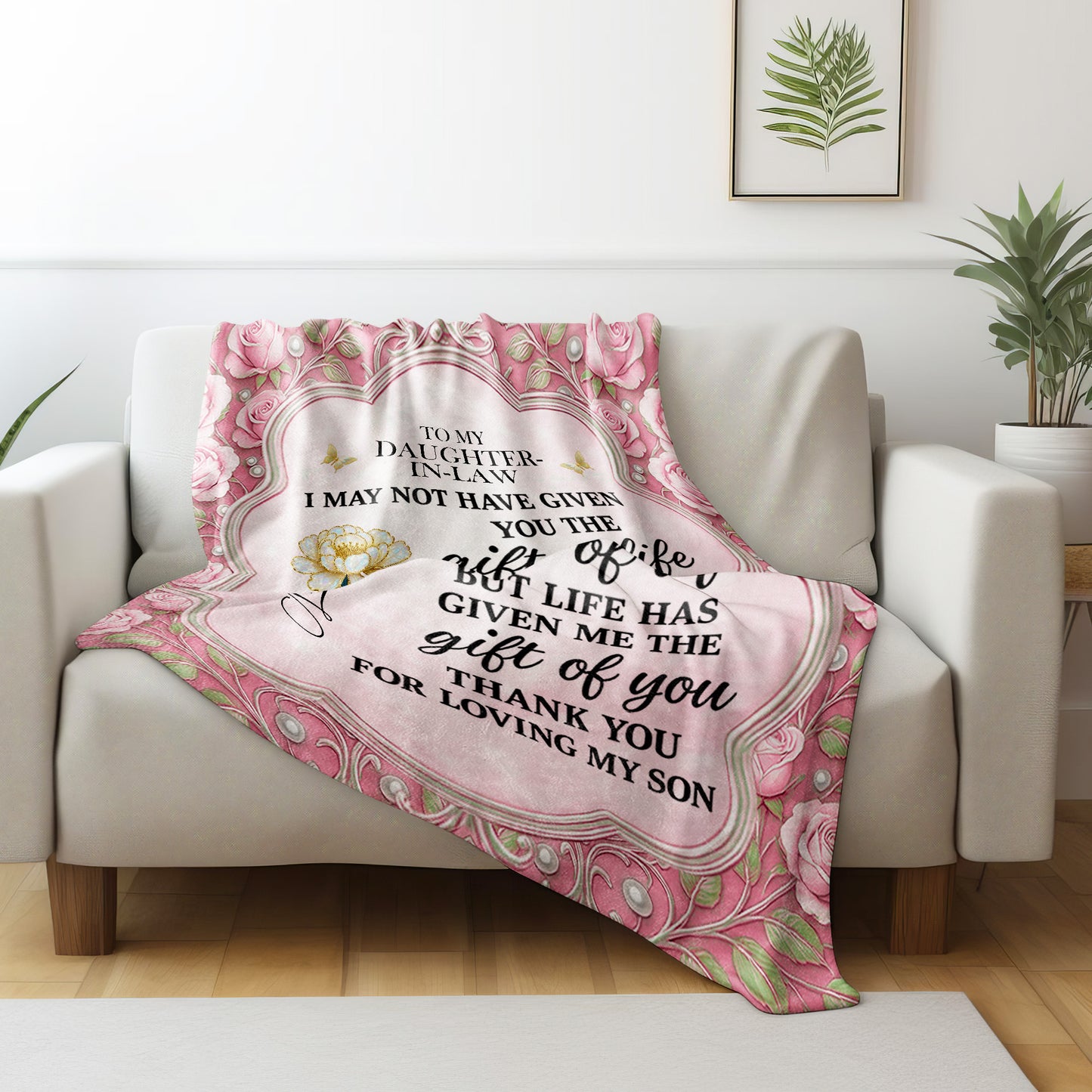 To My Daughter-In-Law, Thank You For Loving My Son, Flowers And Butterfly