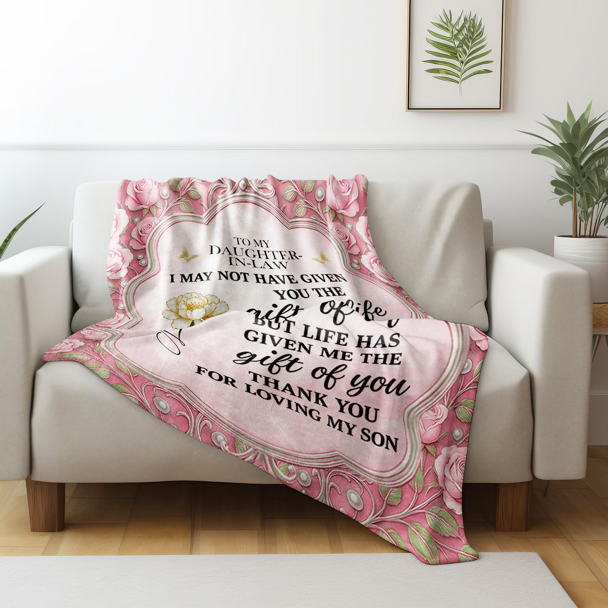 To My Daughter-In-Law, Thank You For Loving My Son, Flowers And Butterfly