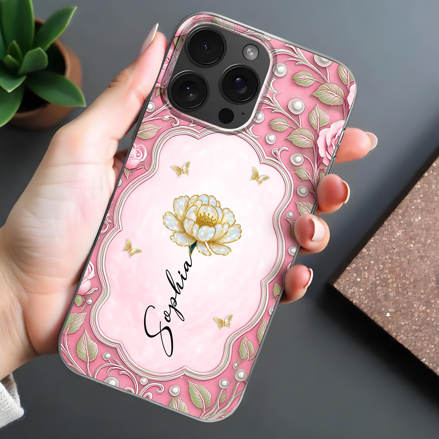 Elegant Floral And Butterfly Phone Case Design