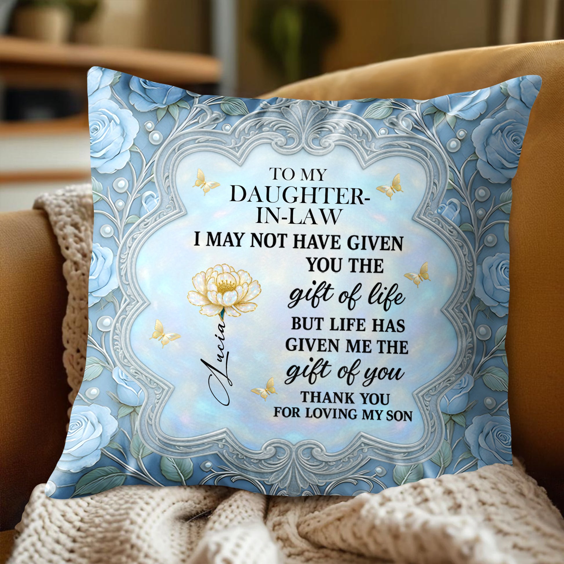 To My Daughter-In-Law, Gift Of Life, Flowers And Butterfly Design