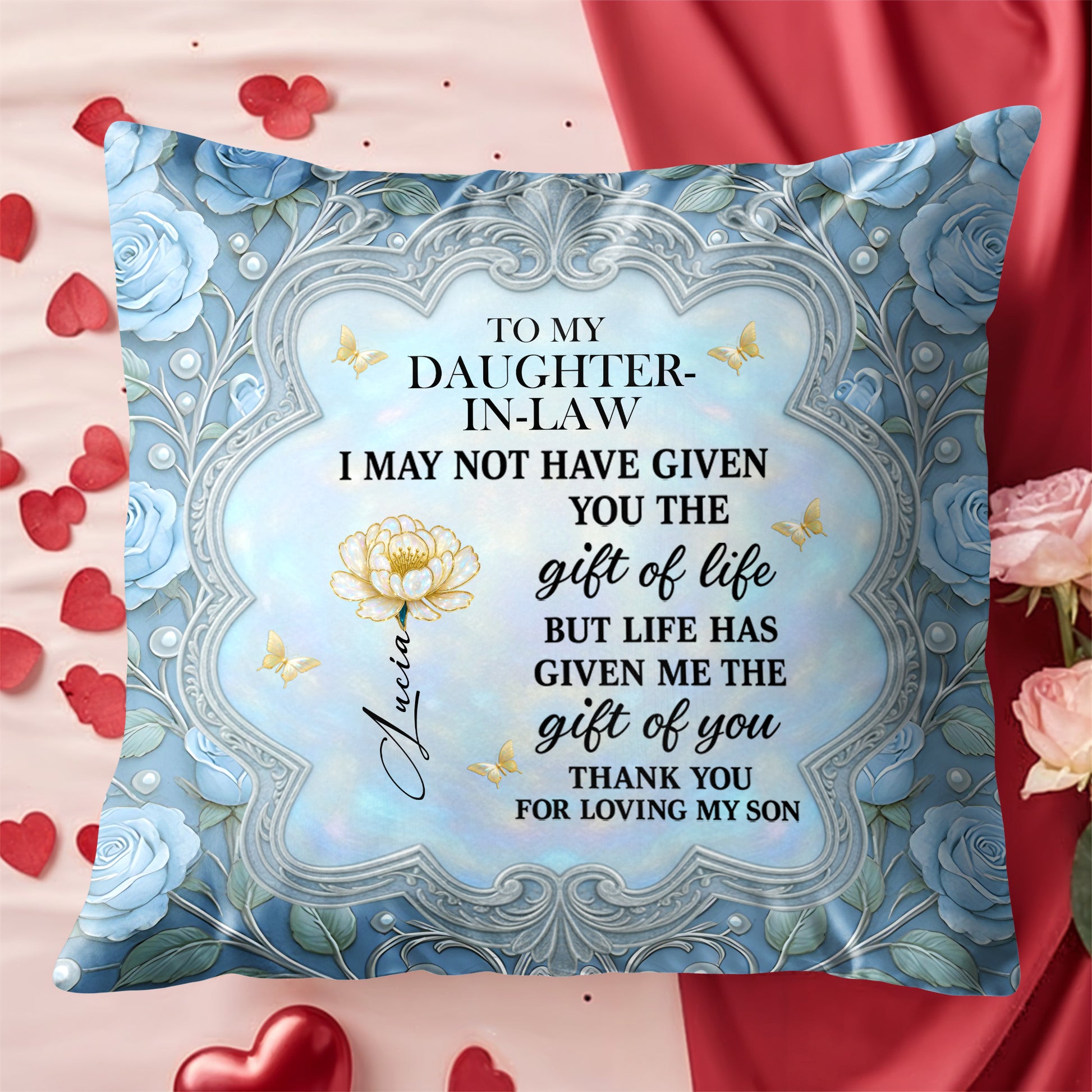 To My Daughter-In-Law, Gift Of Life, Flowers And Butterfly Design