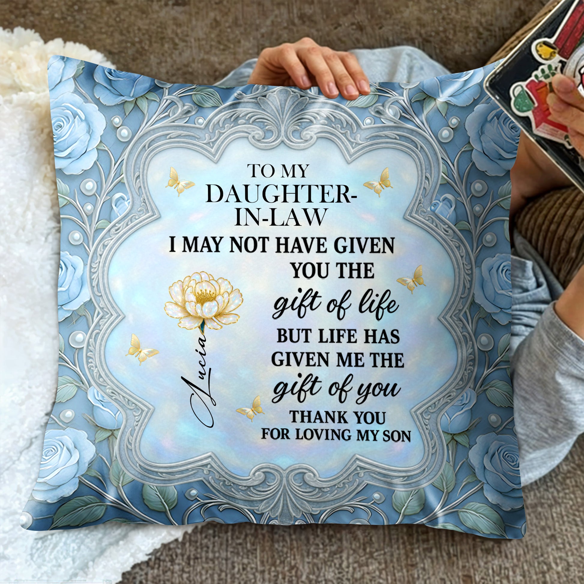 To My Daughter-In-Law, Gift Of Life, Flowers And Butterfly Design