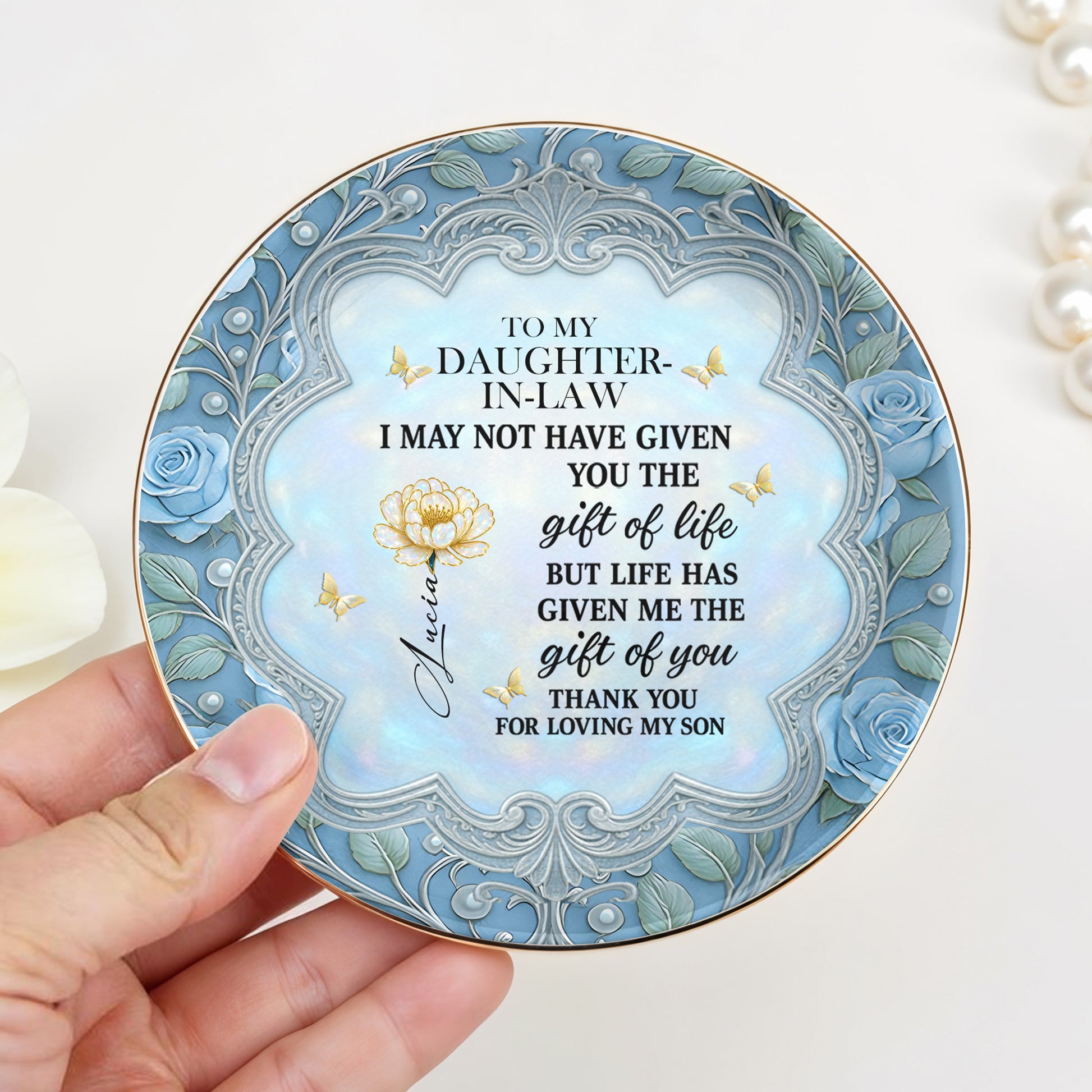 To My Daughter-In-Law, Thank You For Loving My Son Roses and Butterfly Design