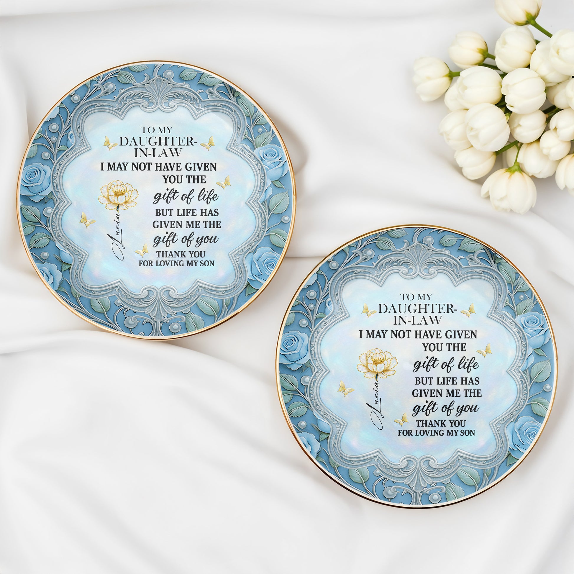 To My Daughter-In-Law, Thank You For Loving My Son Roses and Butterfly Design