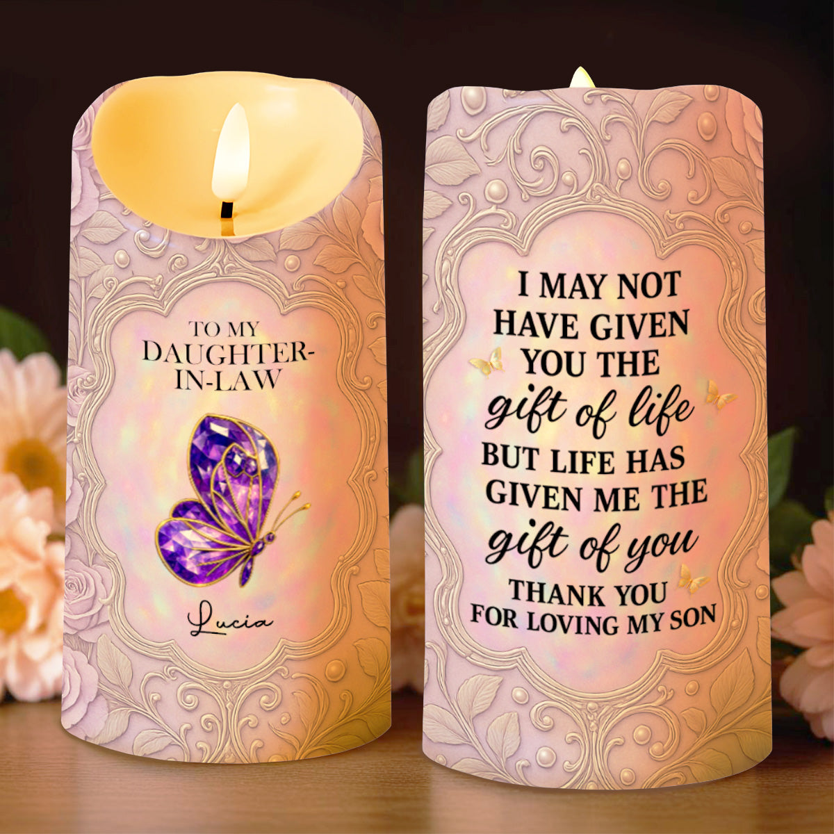 To My Daughter-In-Law, Gift Of Life, Butterfly And Floral Design