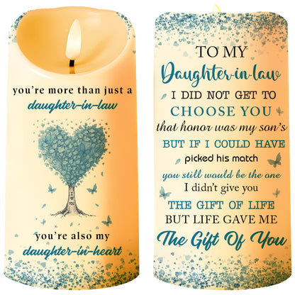 To My Daughter-In-Law, Heart and Tree Design - Personalized Custom LED Candle - DILA018_LECA