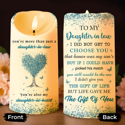 To My Daughter-In-Law, Heart and Tree Design - Personalized Custom LED Candle - DILA018_LECA