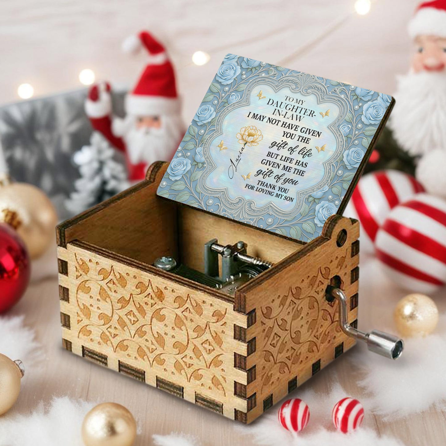 To My Daughter-In-Law, Blue Roses And Butterfly Heart Frame