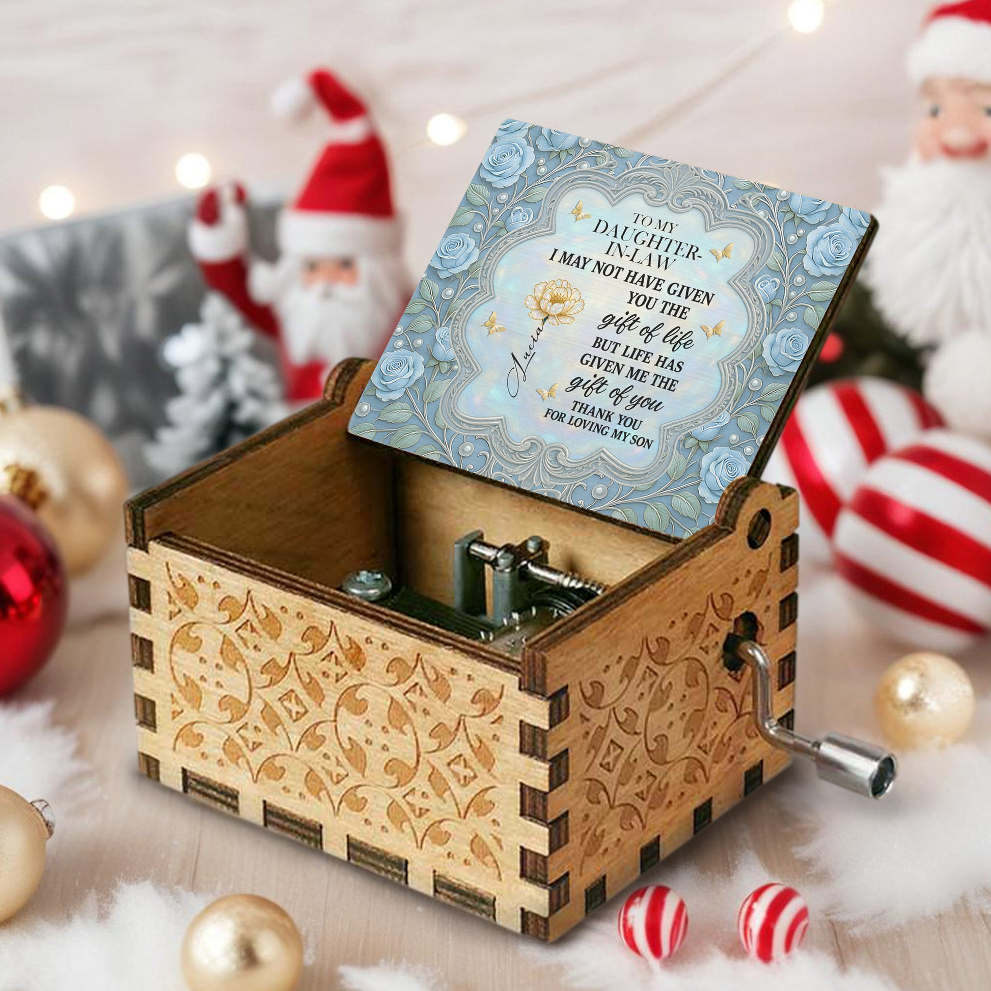 To My Daughter-In-Law, Blue Roses And Butterfly Heart Frame