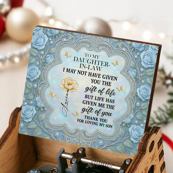 To My Daughter-In-Law, Blue Roses And Butterfly Heart Frame