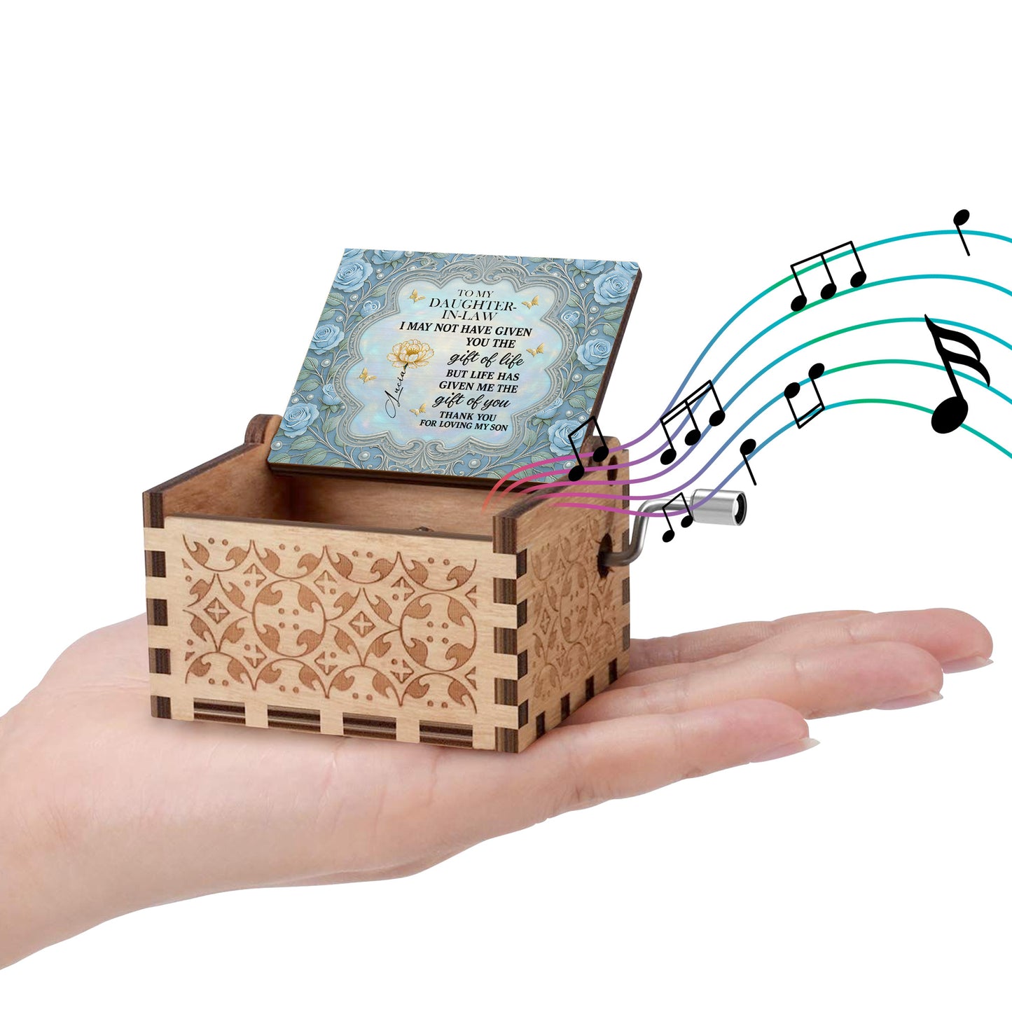 To My Daughter-In-Law, Blue Roses And Butterfly Heart Frame