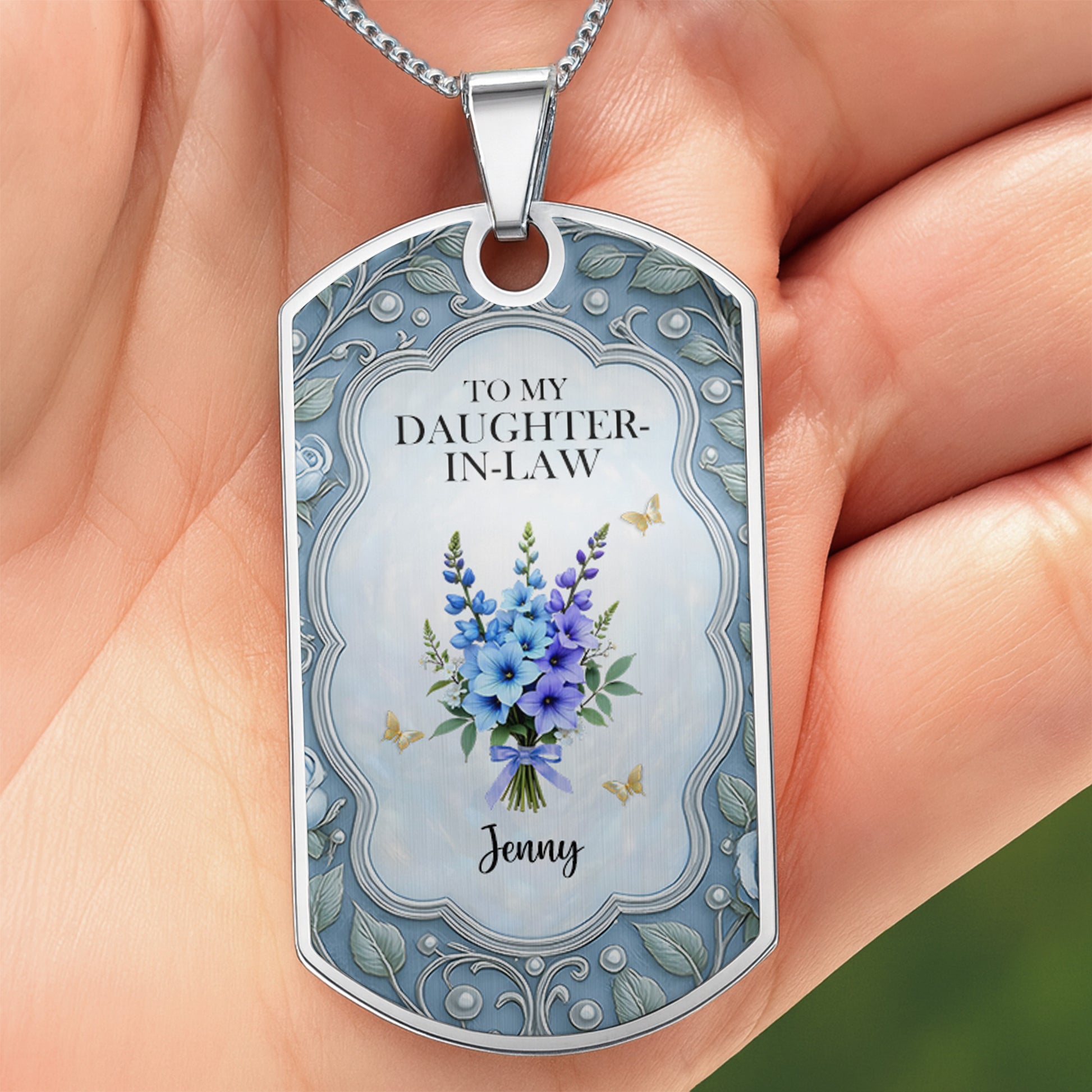 To My Daughter-In-Law, Flowers And Butterflies Necklace