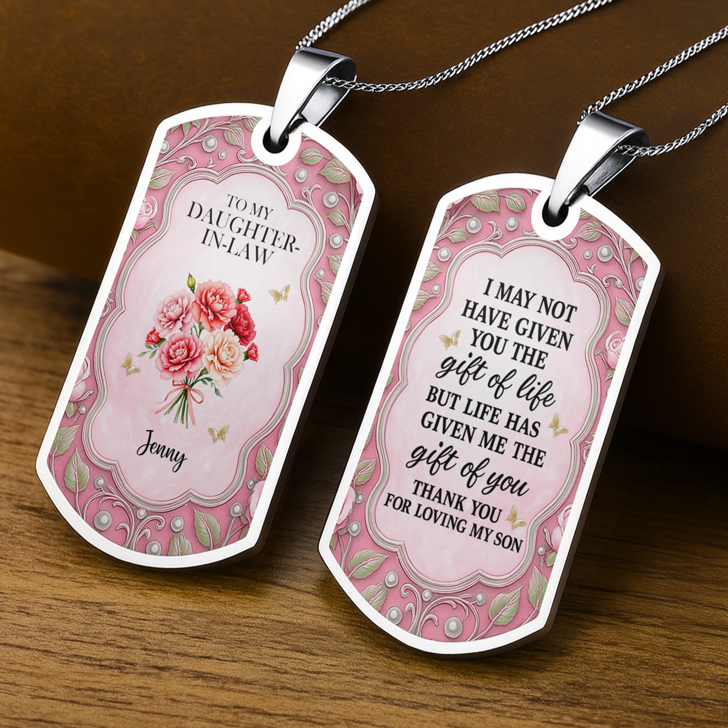 To My Daughter-In-Law, Flowers And Butterflies Necklace