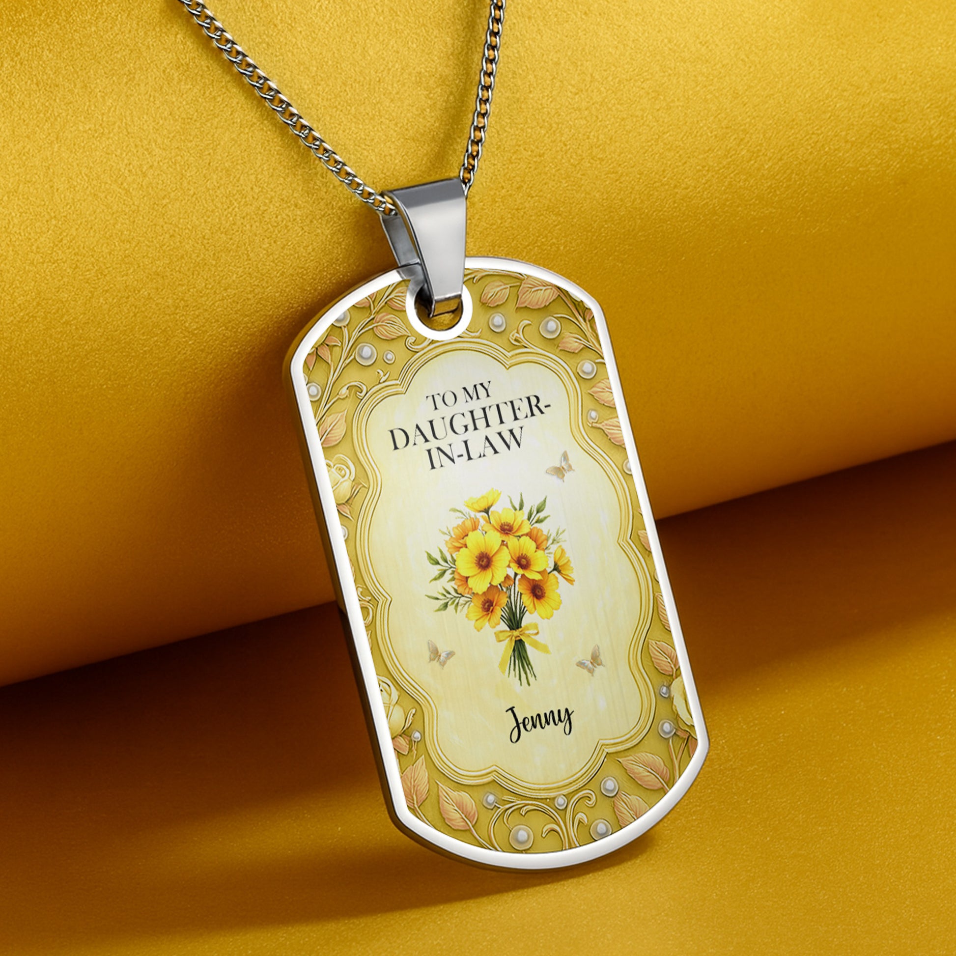 To My Daughter-In-Law, Flowers And Butterflies Necklace
