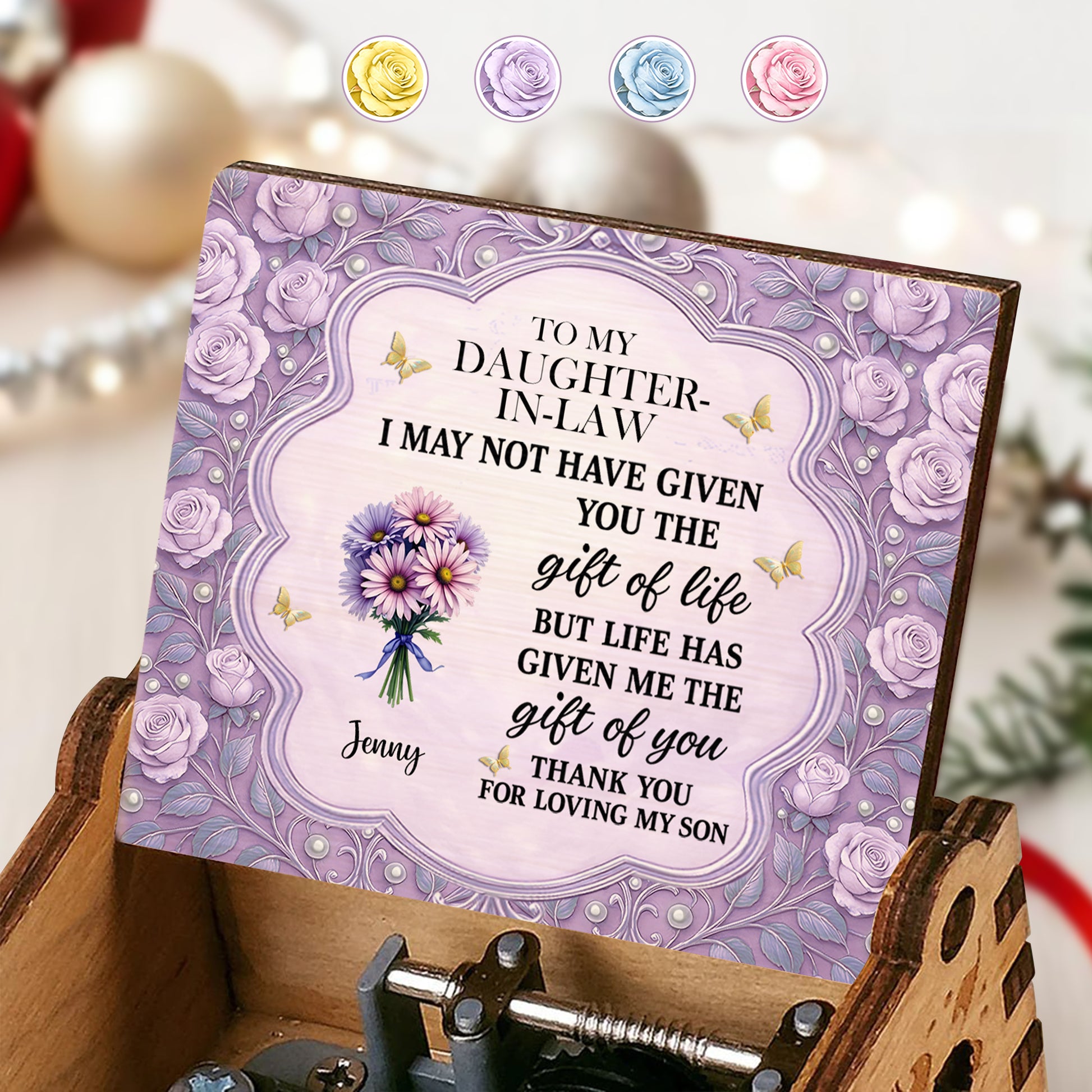 To My Daughter-In-Law, Thank You For Loving My Son, Roses And Butterflies