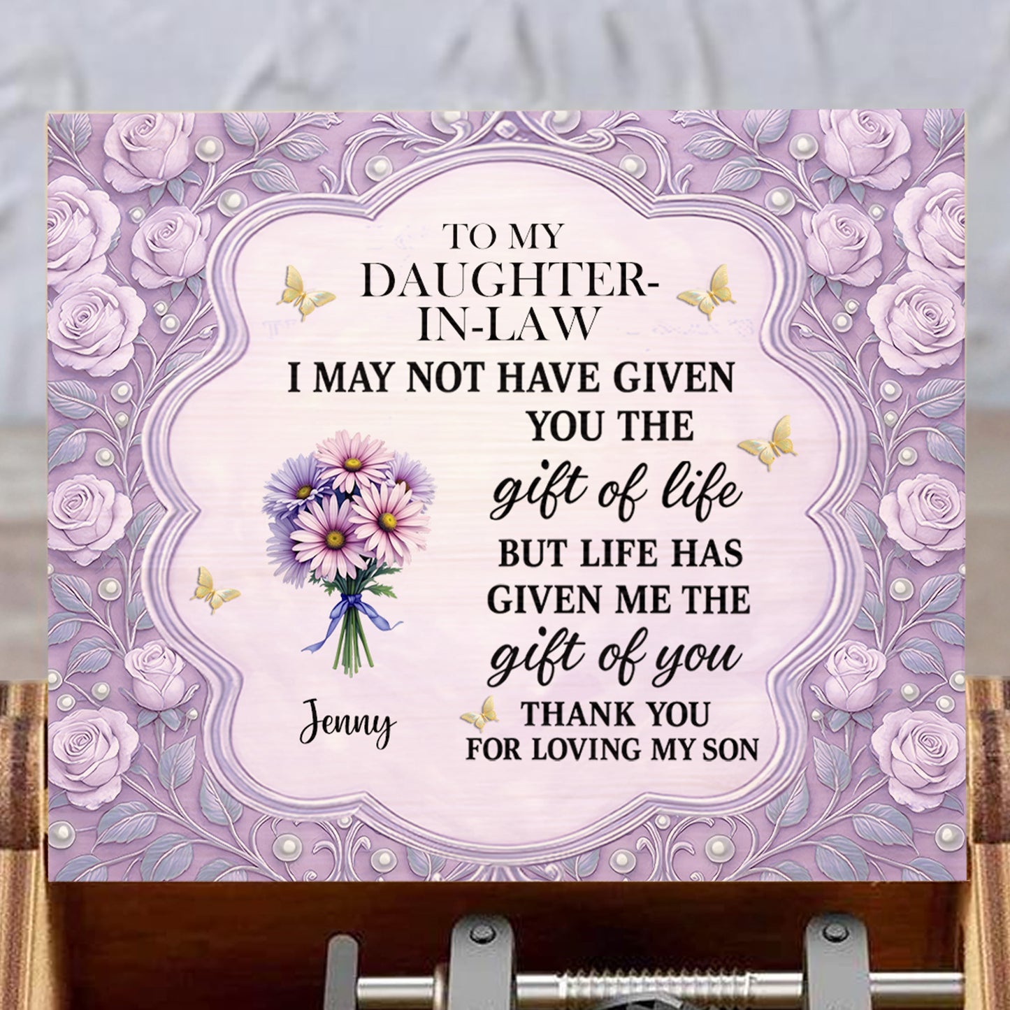 To My Daughter-In-Law, Thank You For Loving My Son, Roses And Butterflies