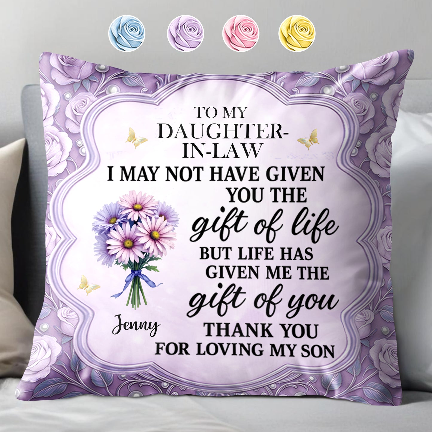 To My Daughter-In-Law, The Gift Of You, Flowers And Butterflies