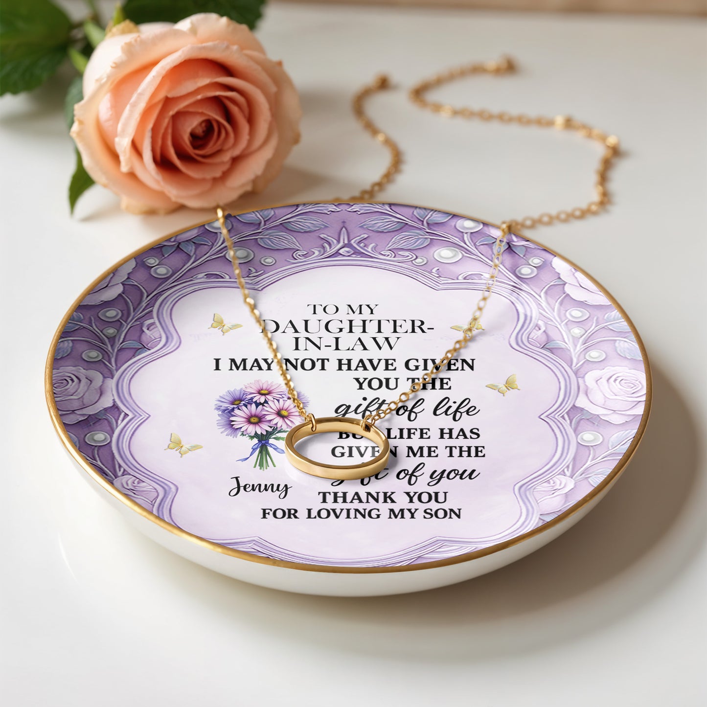 To My Daughter-In-Law, Thank You For Loving My Son, Flowers