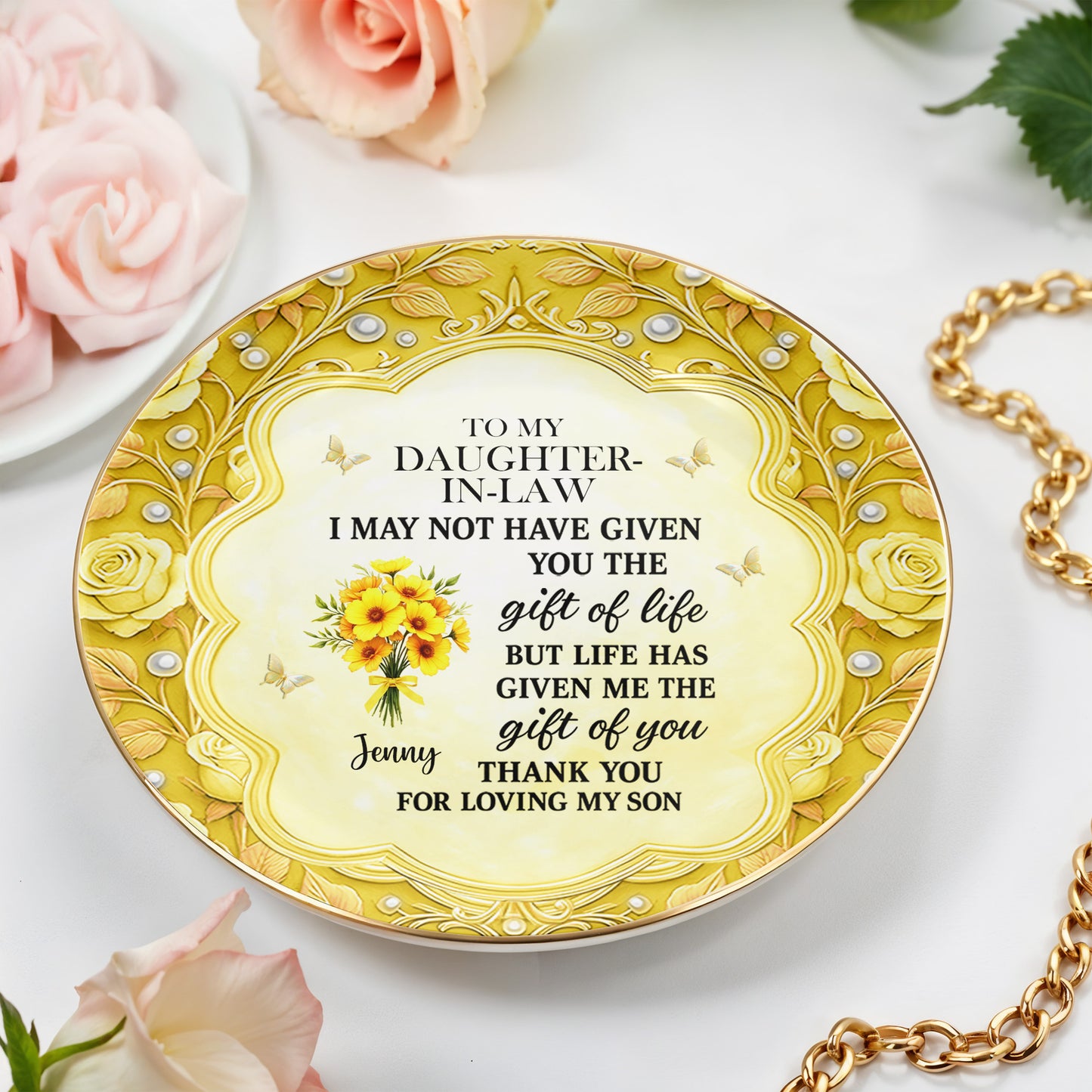 To My Daughter-In-Law, Thank You For Loving My Son, Flowers