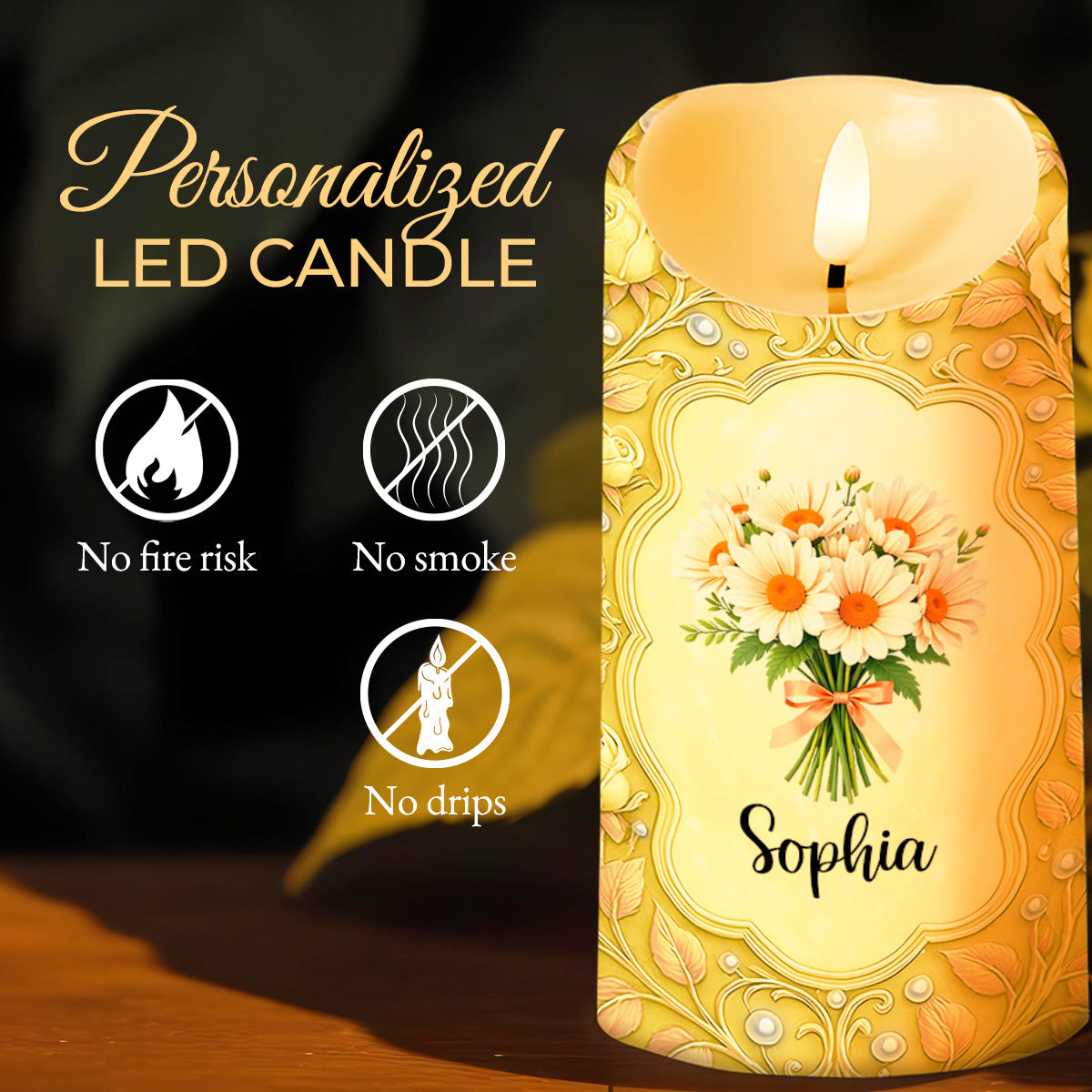 To My Daughter-In-Law, Flowers Custom LED Candle