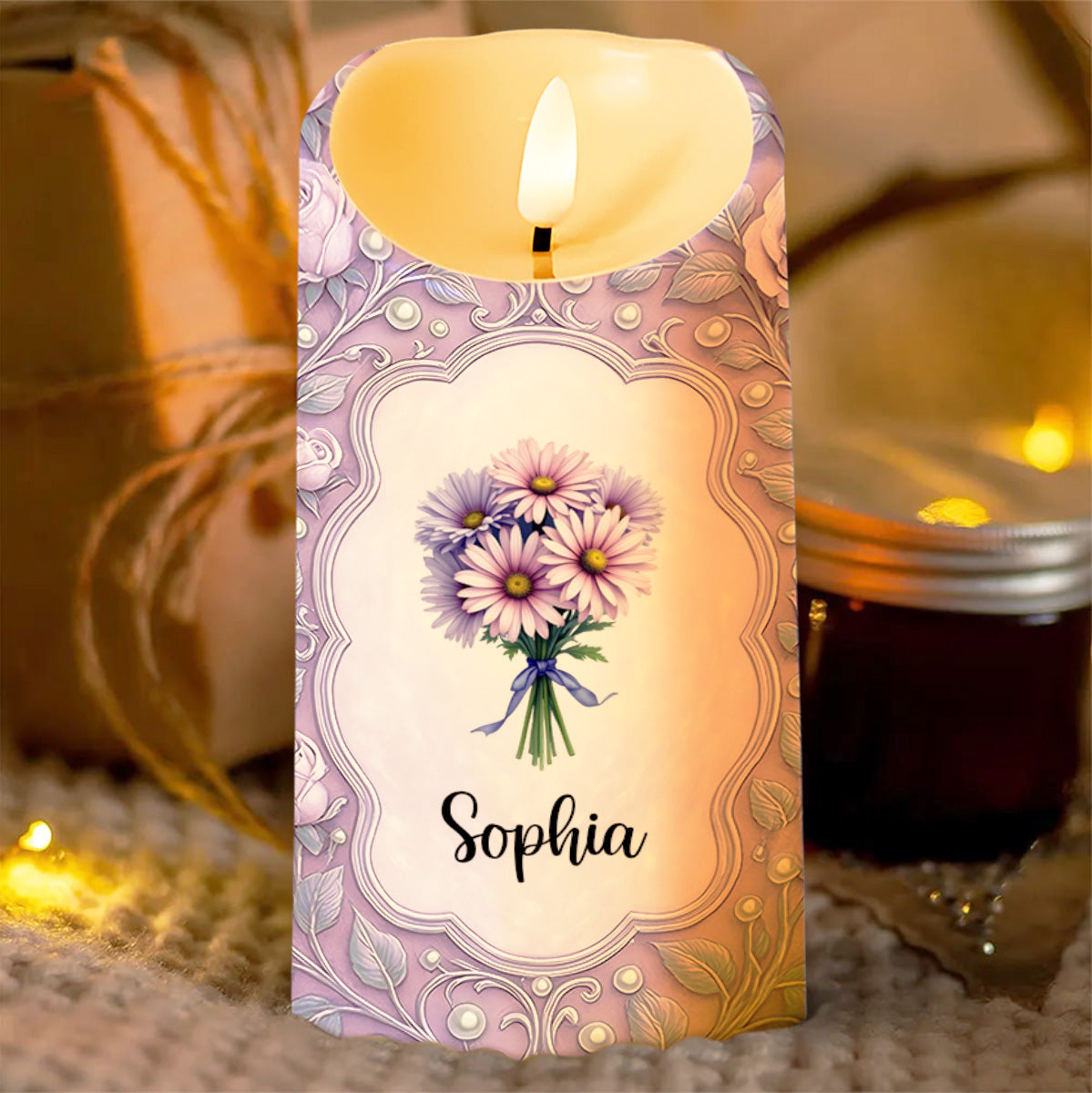 To My Daughter-In-Law, Flowers Custom LED Candle