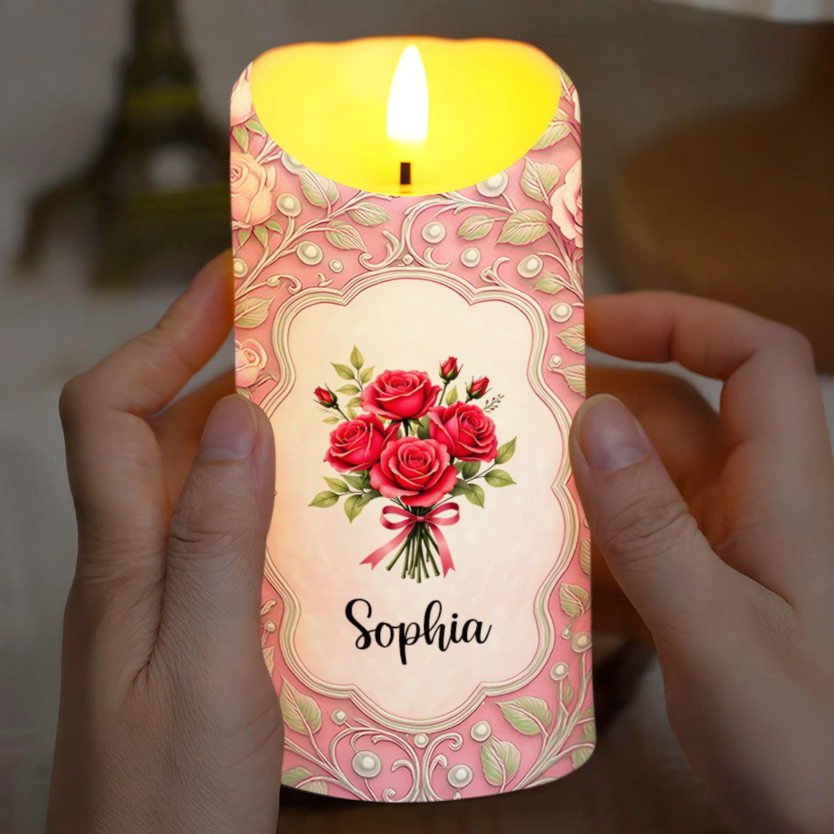 To My Daughter-In-Law, Flowers Custom LED Candle