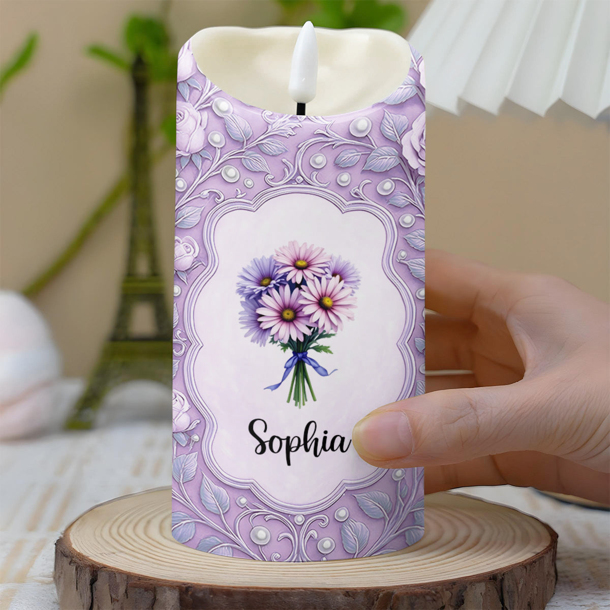 To My Daughter-In-Law, Flowers Custom LED Candle