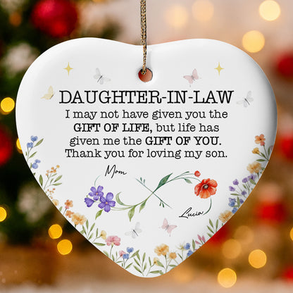 Gift Of Life, Flowers, And Butterflies Heart Ornament