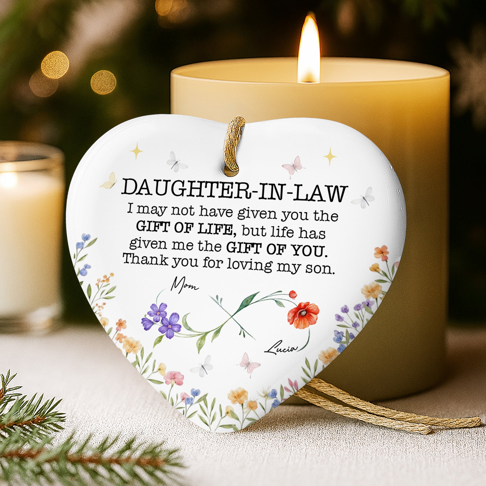 Gift Of Life, Flowers, And Butterflies Heart Ornament