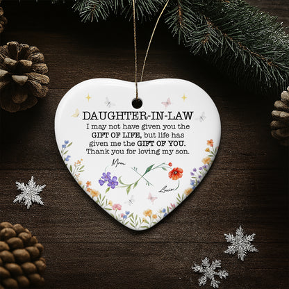 Gift Of Life, Flowers, And Butterflies Heart Ornament