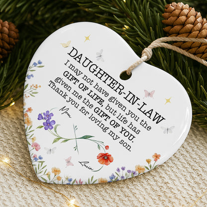 Gift Of Life, Flowers, And Butterflies Heart Ornament
