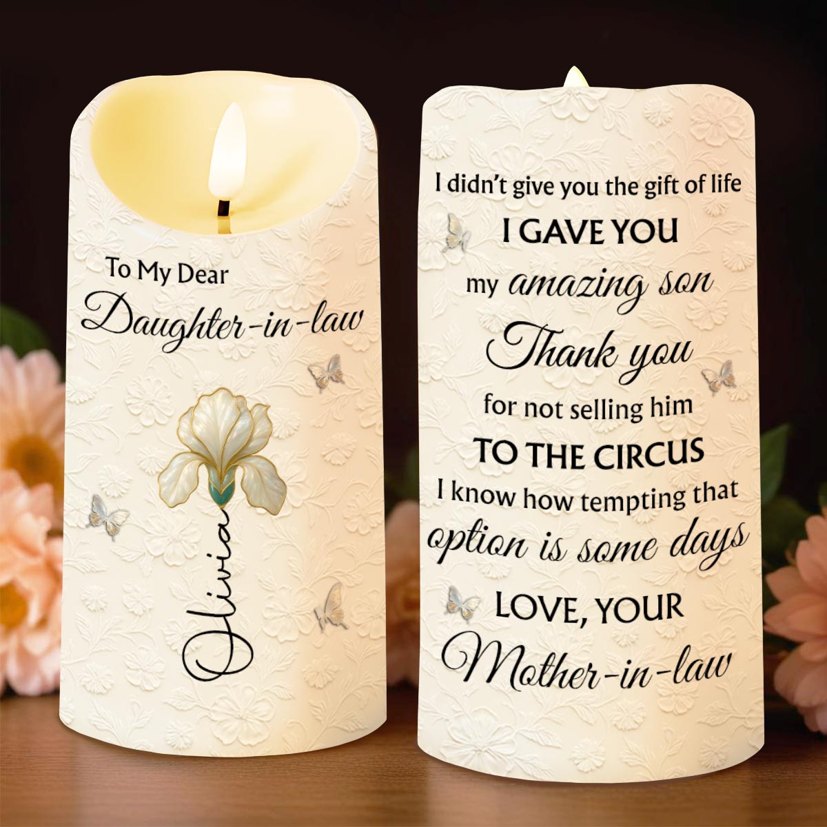 To My Dear Daughter-in-law, Flower And Butterfly Design