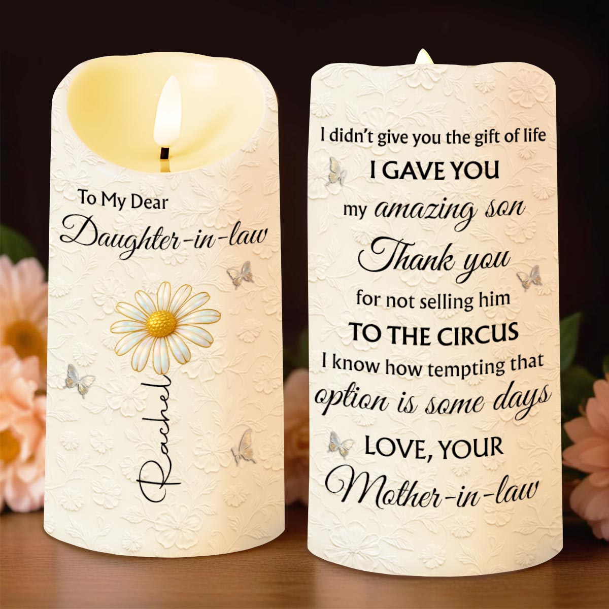 To My Dear Daughter-in-law, Flower And Butterfly Design