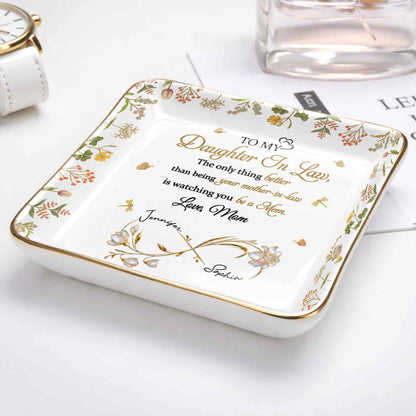 To My Daughter In Law Watching You Be A Mom - Personalized Custom Jewelry Dish, Ceramic Dish, Square Shape - DILA067_SCRF