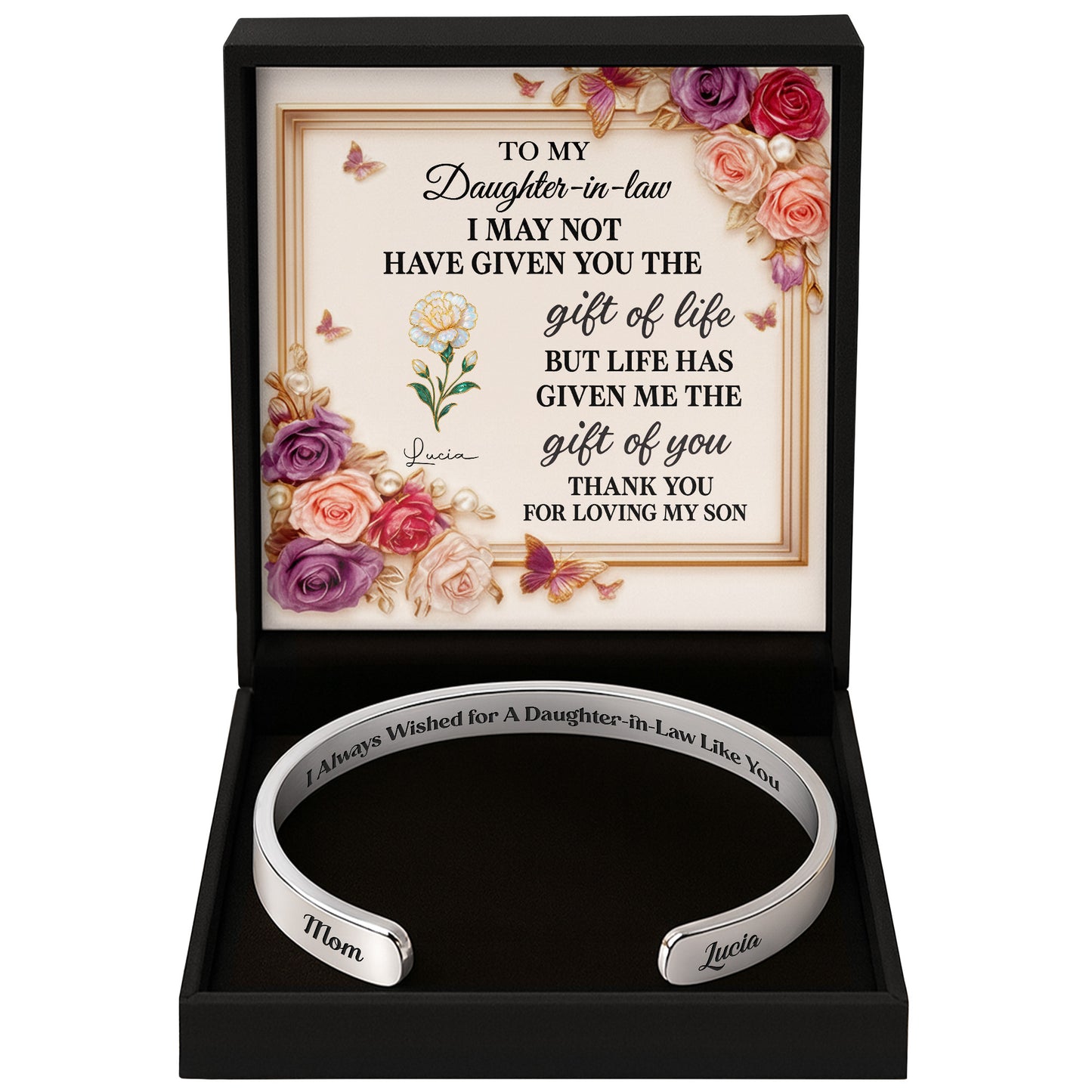 To My Daughter-In-Law, Gift Of You, Roses And Carnation