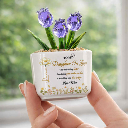 To My Daughter In Law Watching You Be A Mom Birth Month Flowers - Personalized Custom Glass Everlasting Tulips - DILA079_GLATU