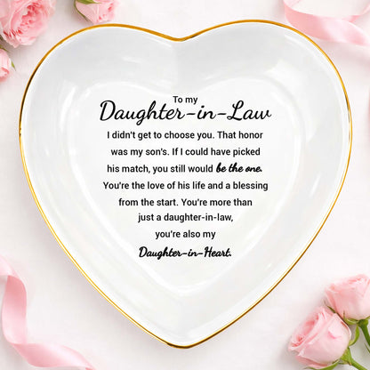 To My Daughter In Law You Still Would Be The One Heart Ceramic - Personalized Custom Jewelry Dish, Ceramic Dish, Heart Shape - DILA138_HCRF