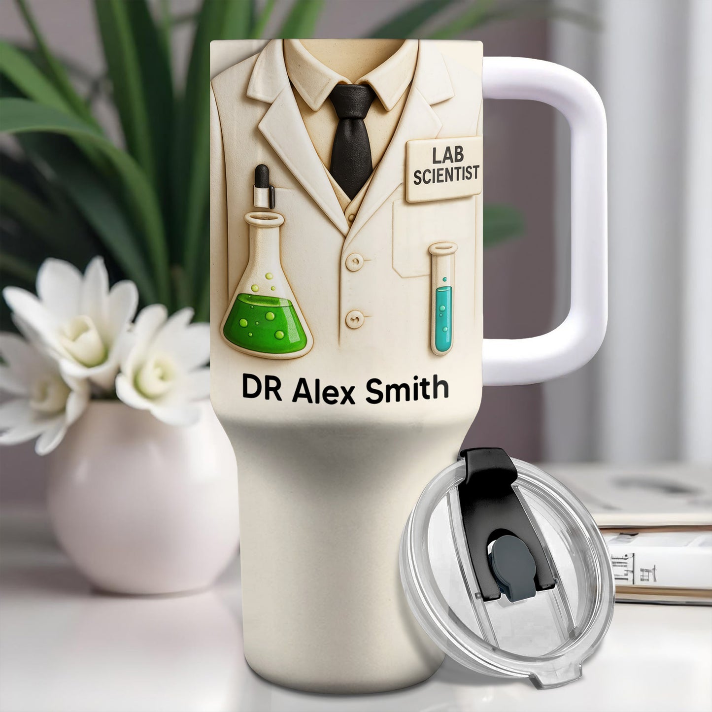 Elegance of Science With Lab Coat And Lab Equipment