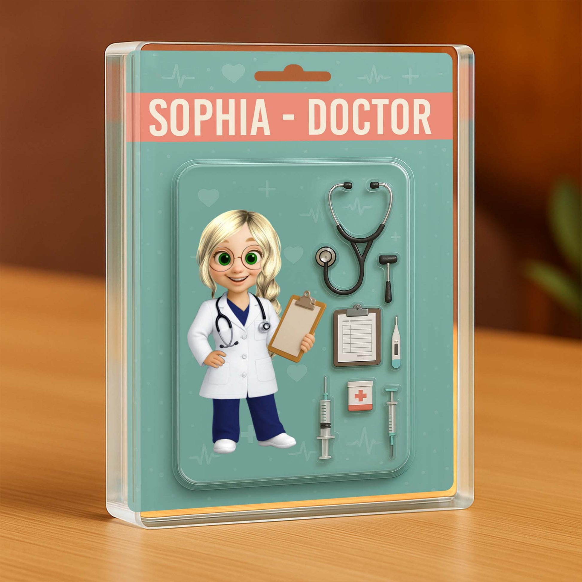 Customizable Doctor Theme Acrylic Plaque With Medical Tools