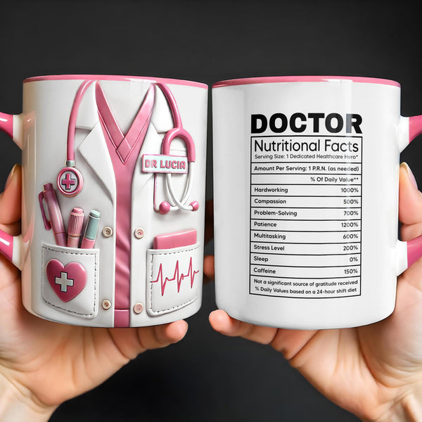 Regalo de equipo médico esencial para profesionales de la salud - Taza personalizada con detalles - DOC009_AMUG