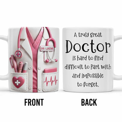 Un excellent médecin est difficile à trouver, uniforme médical et stéthoscope - Tasse à café personnalisée - DOC011_MG