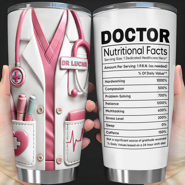 Para un doctor brillante, su cuidado y compasión, herramientas y uniformes médicos - Vaso de acero inoxidable personalizado de 20 oz y 30 oz - DOC036_TB