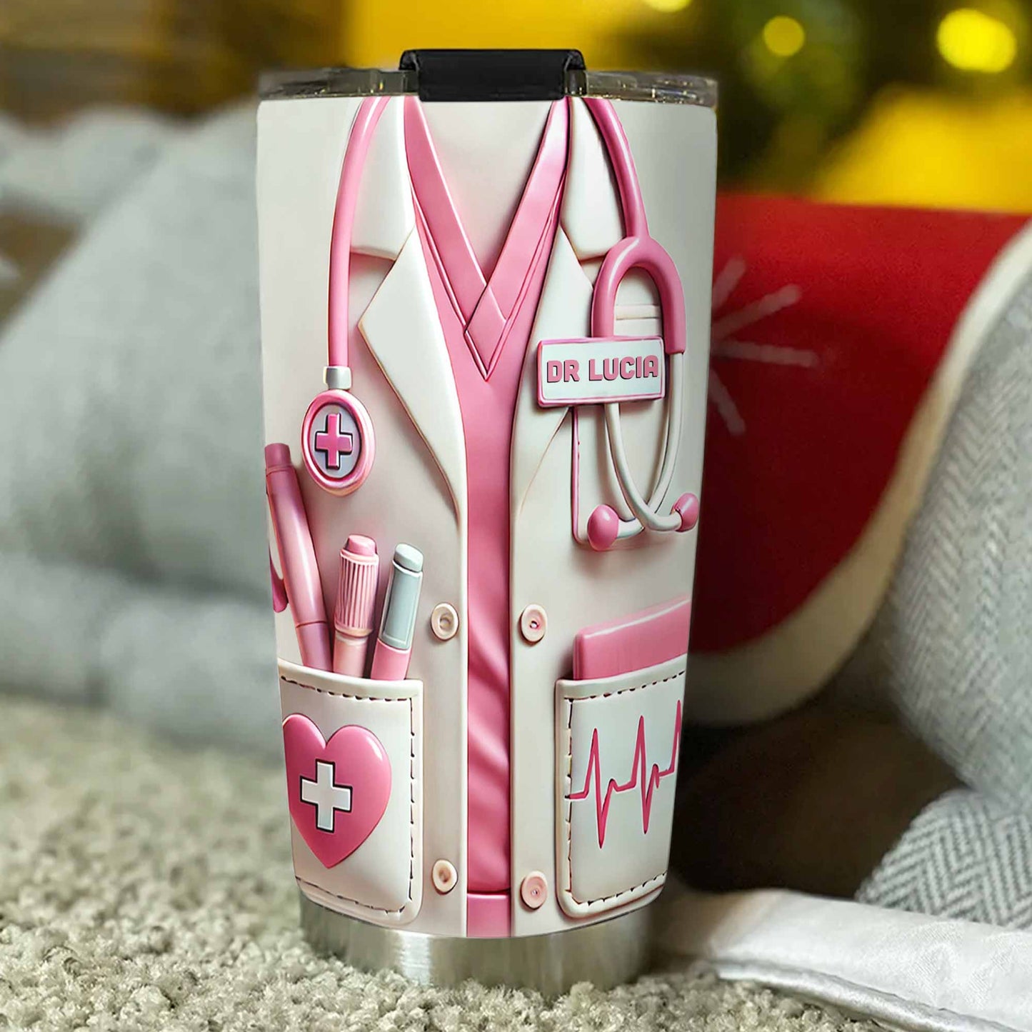 Para un doctor brillante, su cuidado y compasión, herramientas y uniformes médicos - Vaso de acero inoxidable personalizado de 20 oz y 30 oz - DOC036_TB