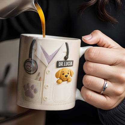 Le cadeau idéal pour les amoureux des animaux, avec blouse de laboratoire et chien - Tasse à café personnalisée - DOC047_MG