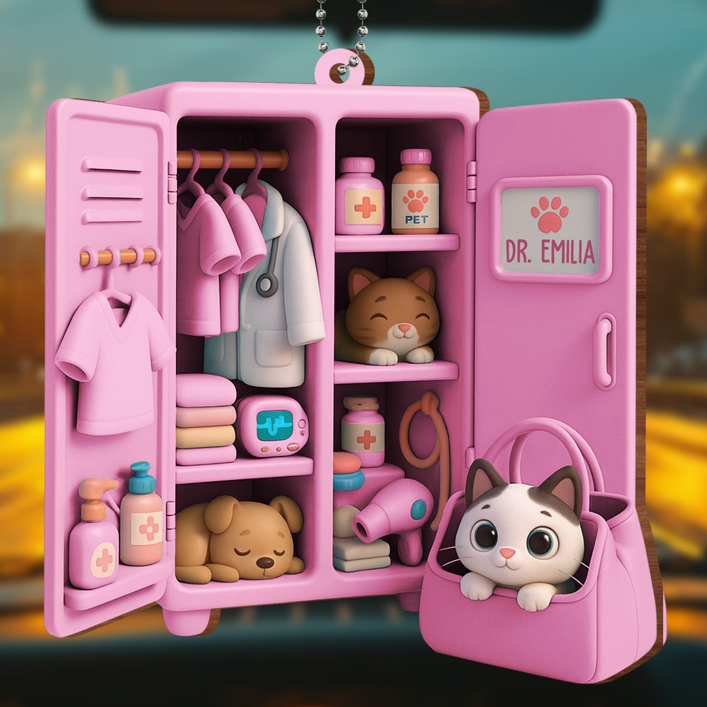 Celebrate Your Compassionate Care, Veterinary Theme - Personalized Custom Wood Ornament, Car Hanging Ornament - DOC063_WCA