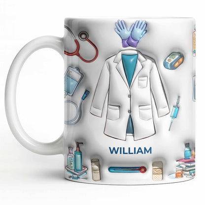 Custom Medical Professional Mug With Stethoscope And Equipment