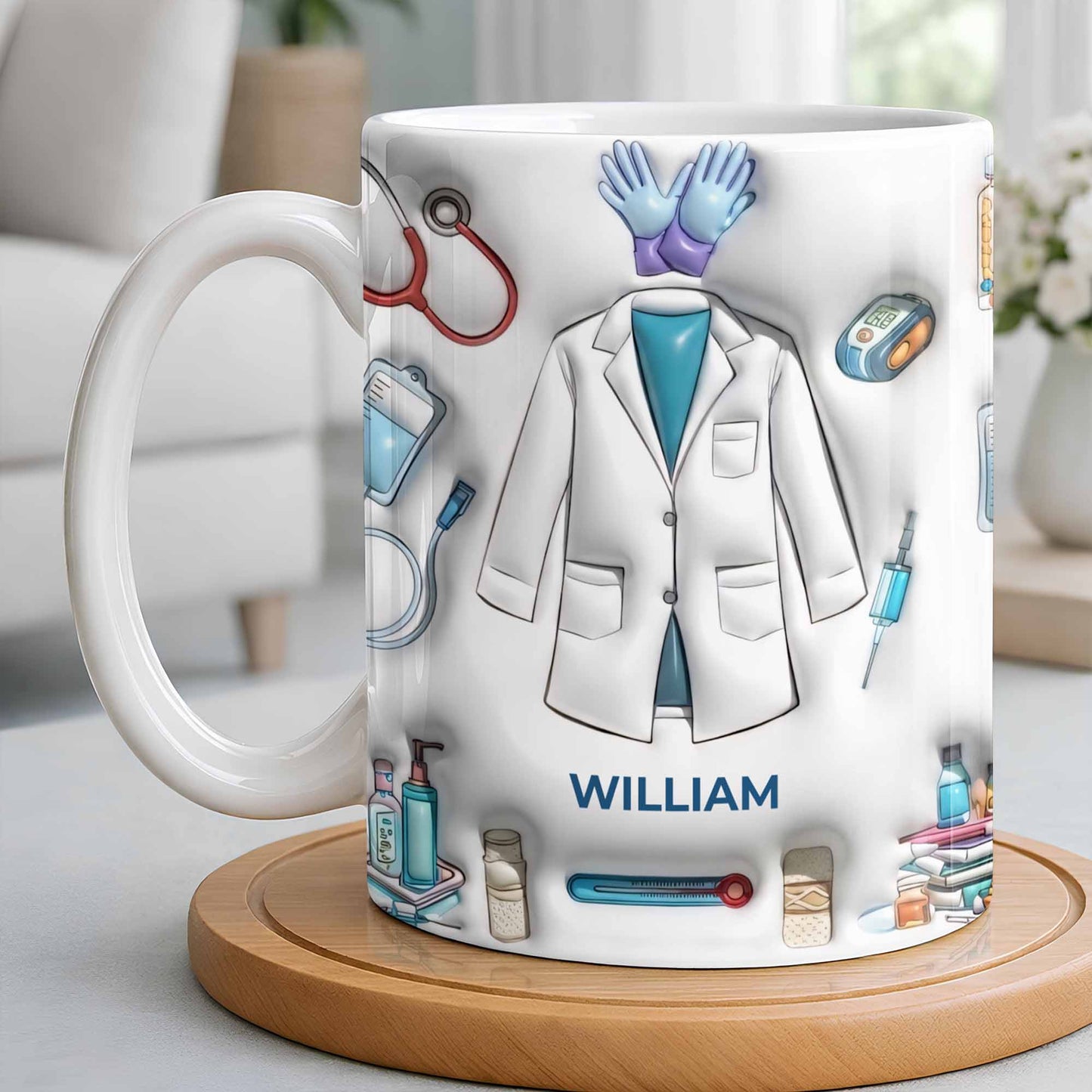 Custom Medical Professional Mug With Stethoscope And Equipment